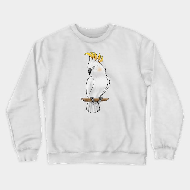 Bird - Citron Cockatoo - Crest Up Crewneck Sweatshirt by Jen's Dogs Custom Gifts and Designs